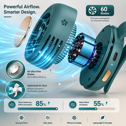 Experience Ultimate Comfort with the Whirlwind Leafless Mini Fan – USB Rechargeable, Silent & Perfect for Travel!